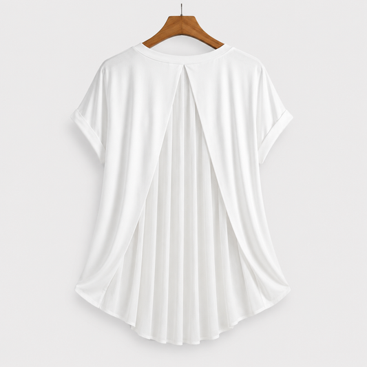 Gładki T-shirt patchwork z krótkim rękawem