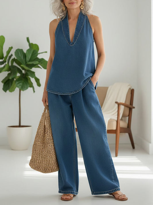 Ivy | Dwuczęściowy komplet z miękkiego spranego denimu vintage
