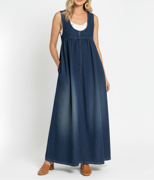 Karen | Jeansowa sukienka maxi z miękkiego spranego denimu vintage