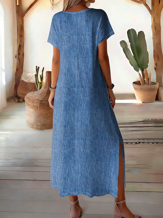 Helen | Elegancka jeansowa sukienka retro
