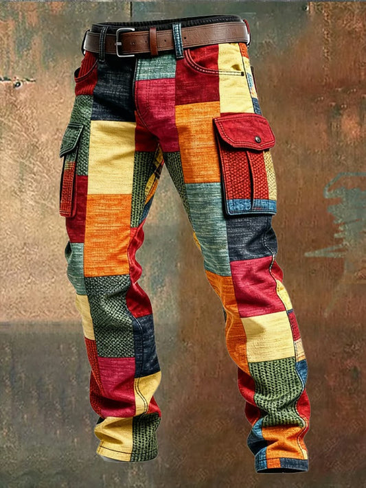 Amelin & Co™ | Męskie spodnie cargo patchwork