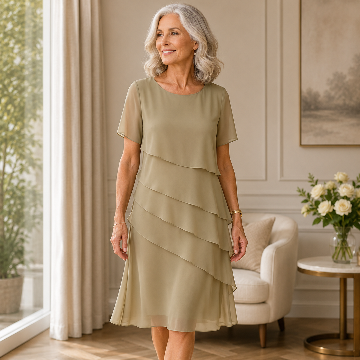 Linda | Elegancka sukienka z falbanami