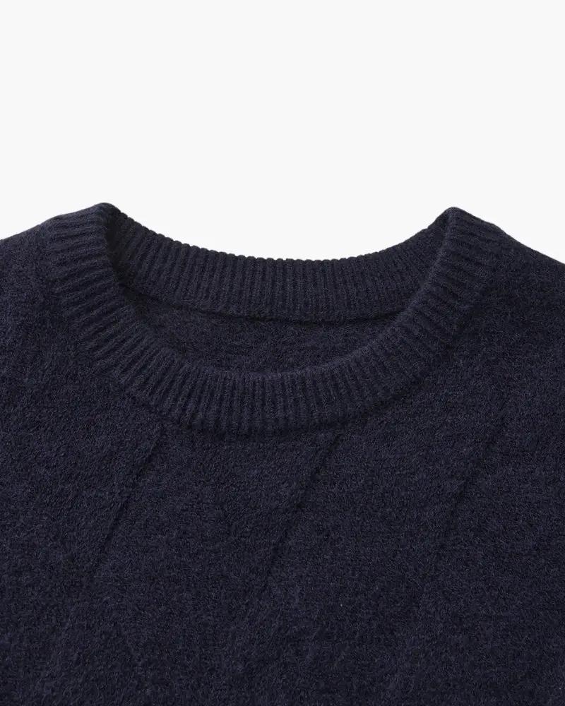 Sweter z okrągłym dekoltem w romby