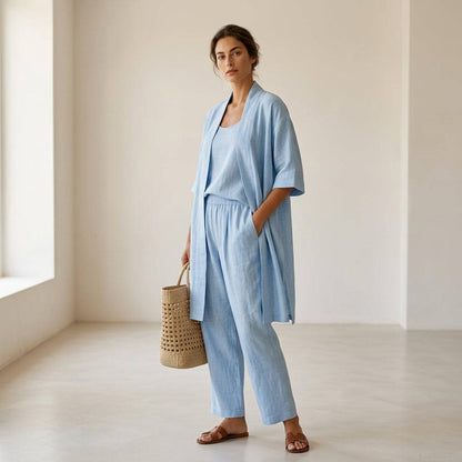 Isabela | Elegancki wyrafinowany lniany komplet