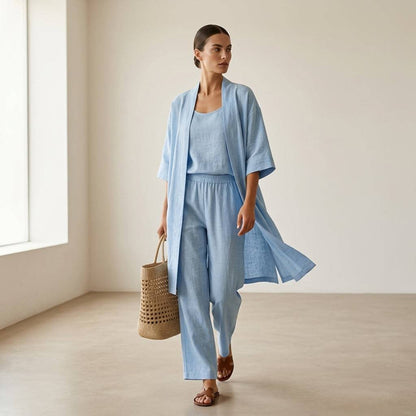 Isabela | Elegancki wyrafinowany lniany komplet