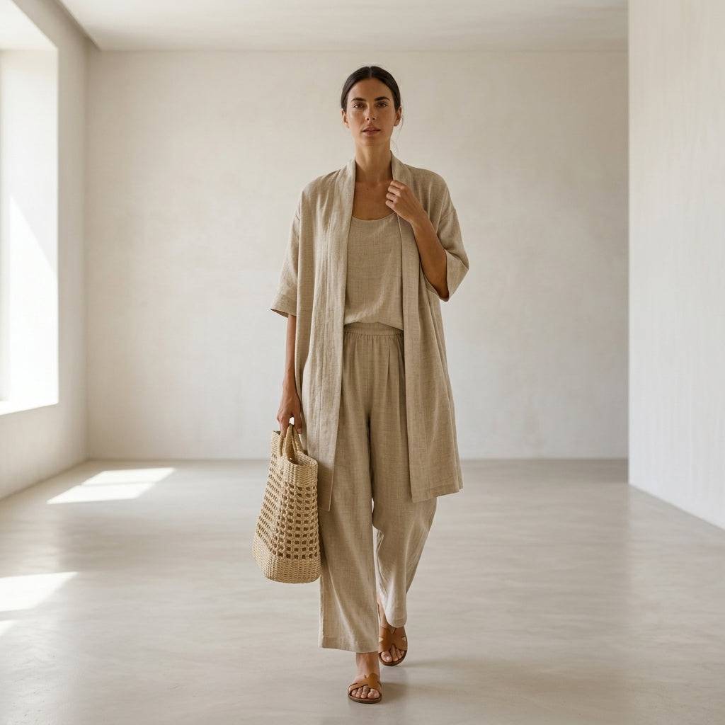 Isabela | Elegancki wyrafinowany lniany komplet