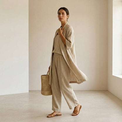 Isabela | Elegancki wyrafinowany lniany komplet