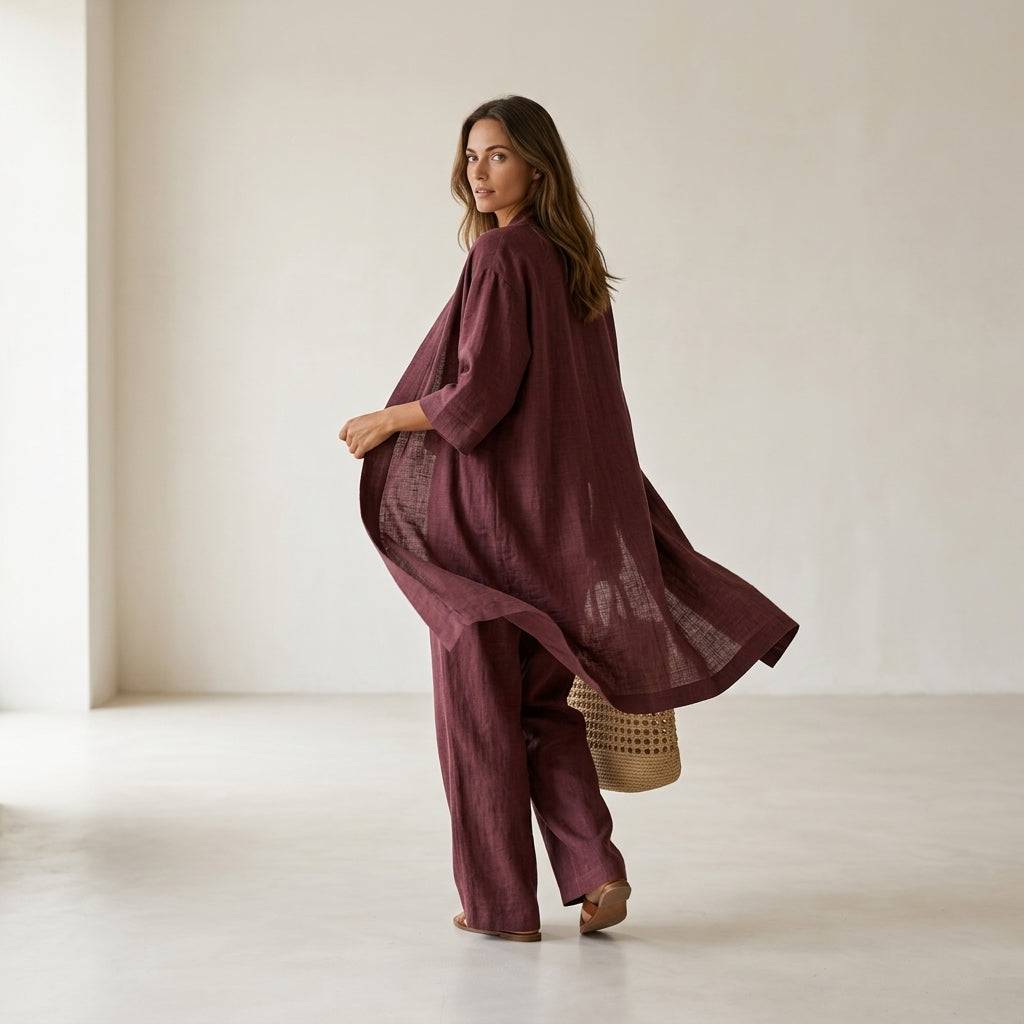 Isabela | Elegancki wyrafinowany lniany komplet