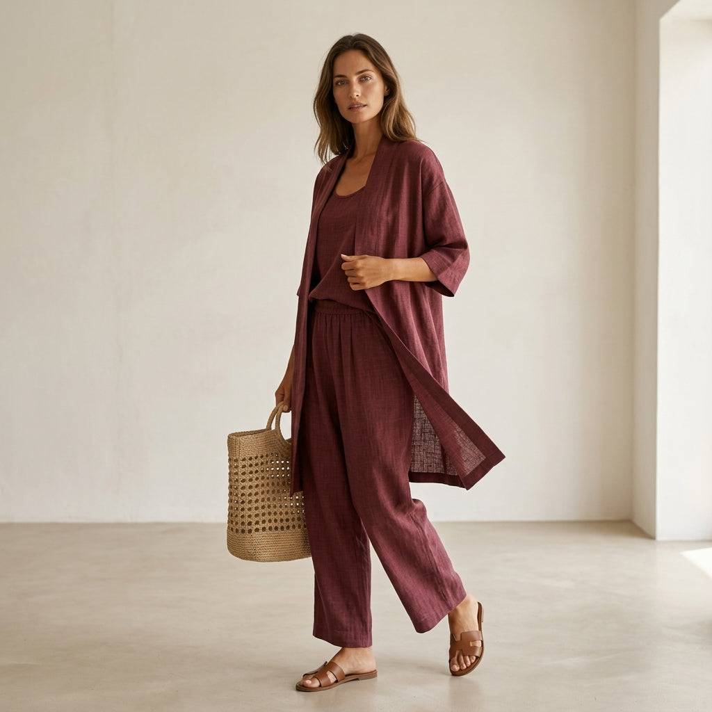 Isabela | Elegancki wyrafinowany lniany komplet