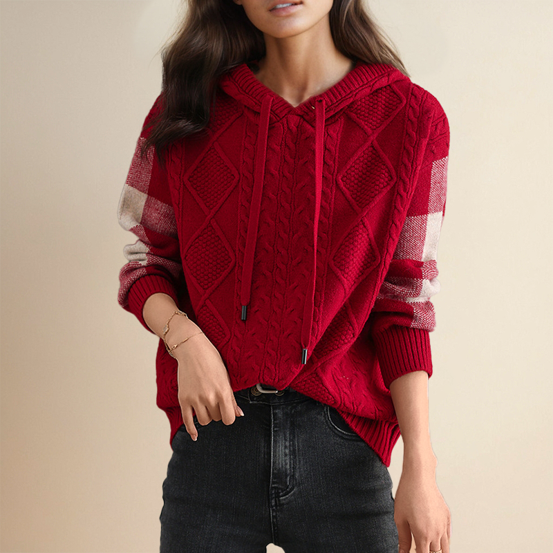 Emily | Sweter z kapturem w warkocze