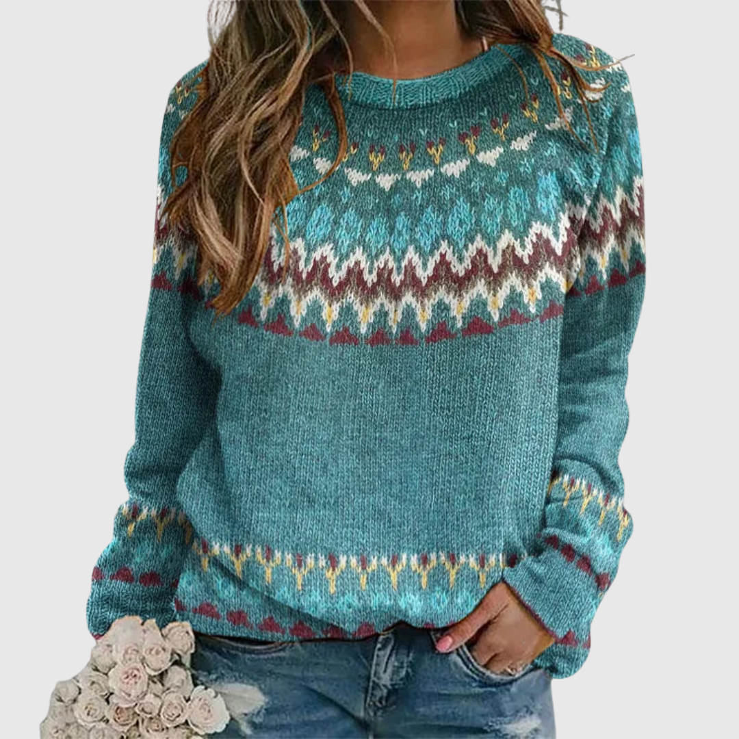 Regina | Sweter z falistym wzorem retro