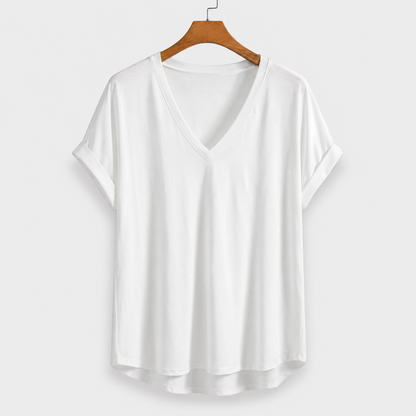 Gładki T-shirt patchwork z krótkim rękawem