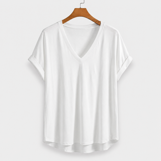 Gładki T-shirt patchwork z krótkim rękawem