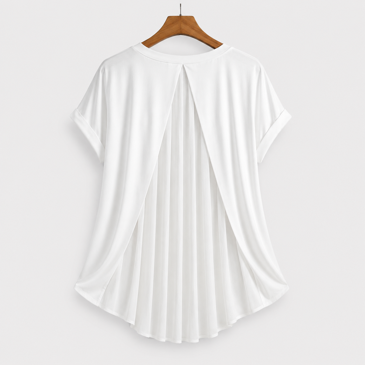 Gładki T-shirt patchwork z krótkim rękawem