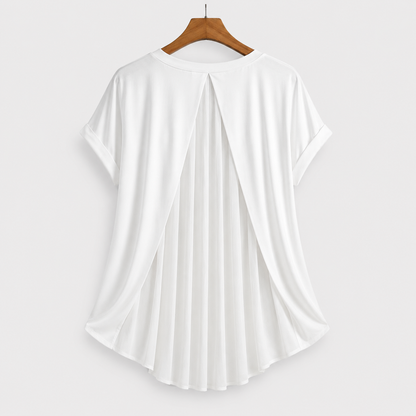 Gładki T-shirt patchwork z krótkim rękawem