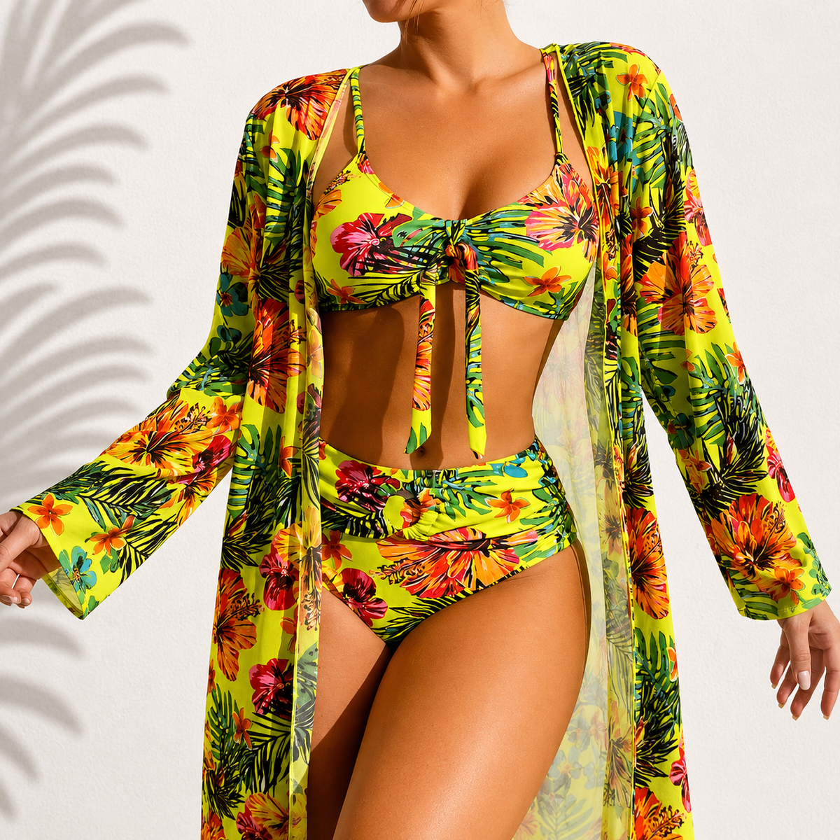 Amelin & Co™ | Elegancki tropikalny komplet bikini 3-częściowy Marie