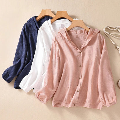Miri | Lekka lniana bluza z kapturem