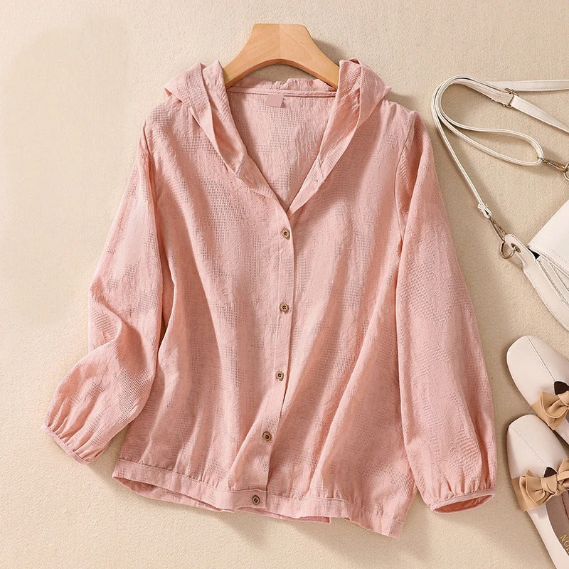 Miri | Lekka lniana bluza z kapturem