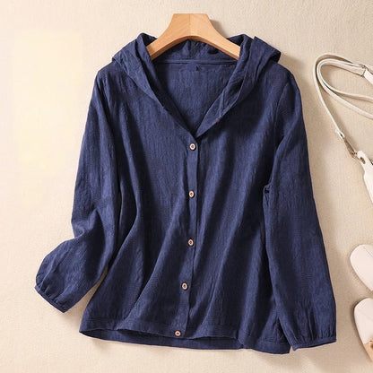 Miri | Lekka lniana bluza z kapturem