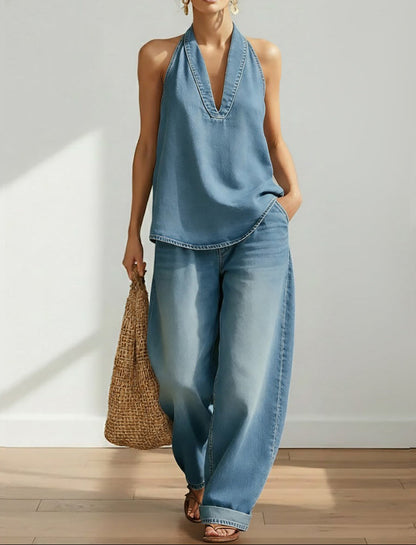 Ivy | Dwuczęściowy komplet z miękkiego spranego denimu vintage