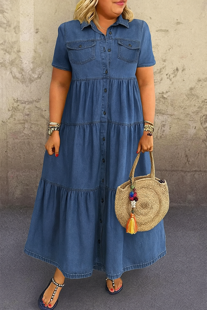 Vibeke | Miękka bawełniana sukienka jeansowa