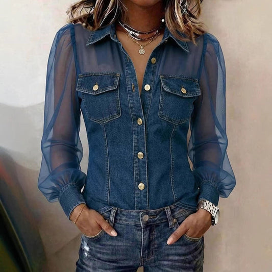 Élodie | Elegancka bluzka z efektem denimu