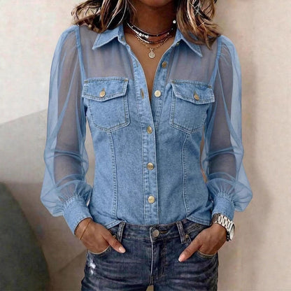 Élodie | Elegancka bluzka z efektem denimu