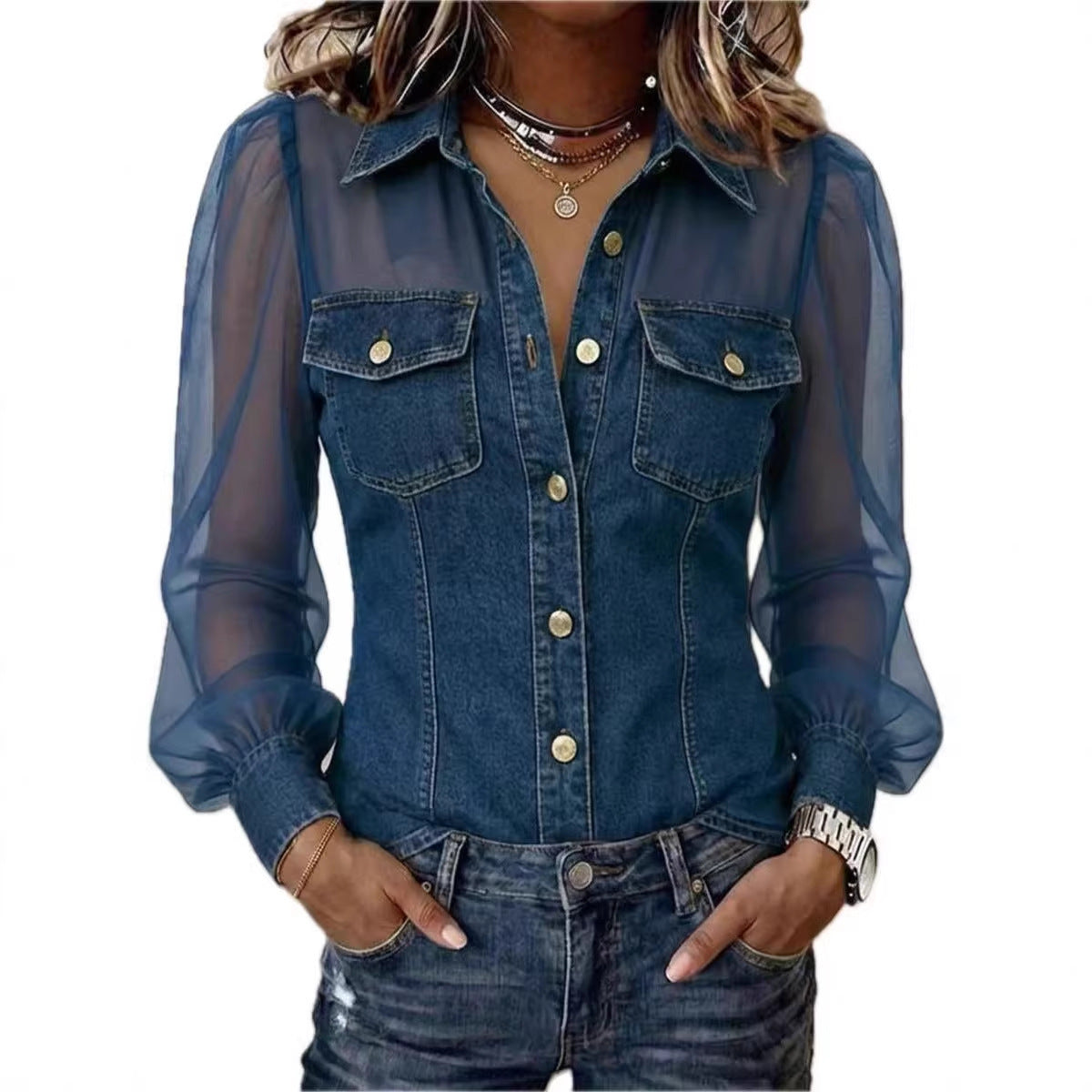 Élodie | Elegancka bluzka z efektem denimu