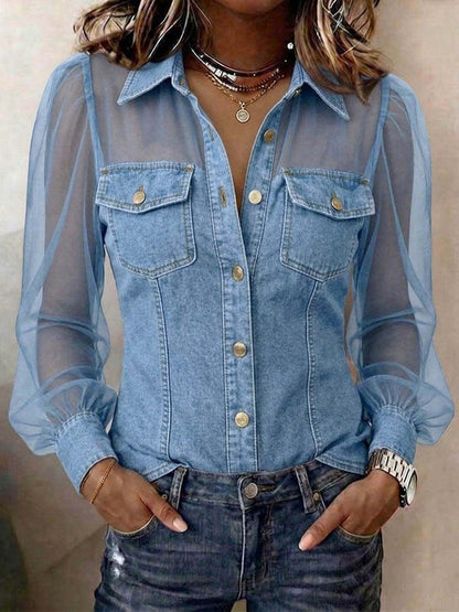 Élodie | Elegancka bluzka z efektem denimu