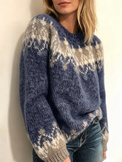 Sweter z okrągłym dekoltem we wzór Fair Isle