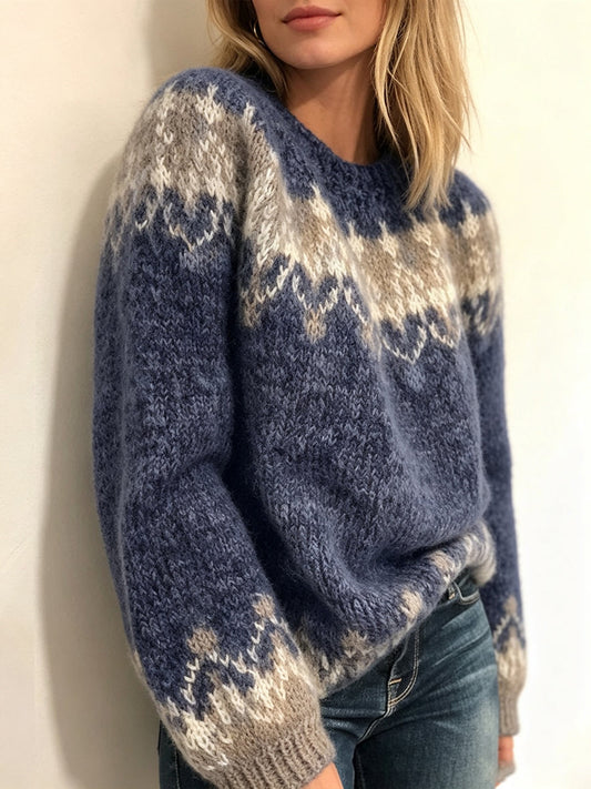 Sweter z okrągłym dekoltem we wzór Fair Isle