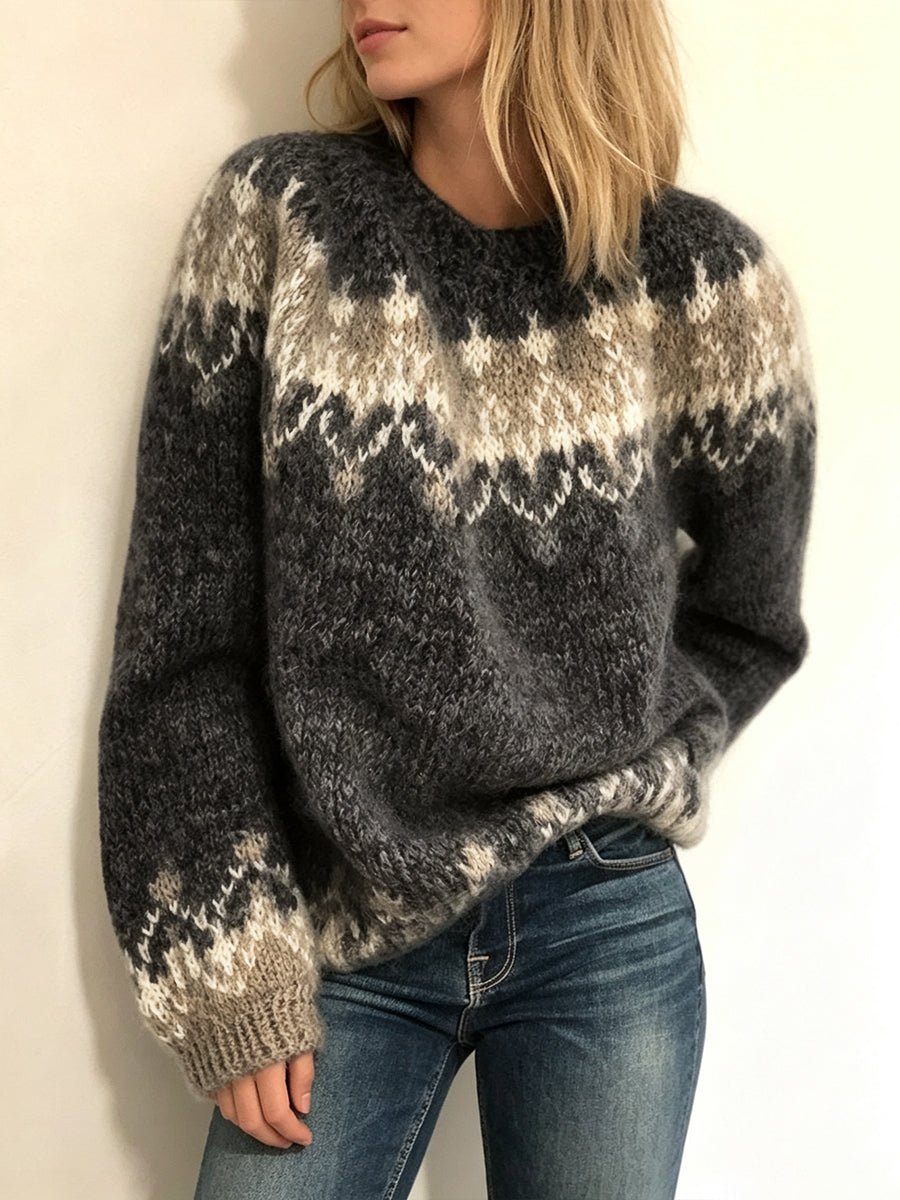 Sweter z okrągłym dekoltem we wzór Fair Isle
