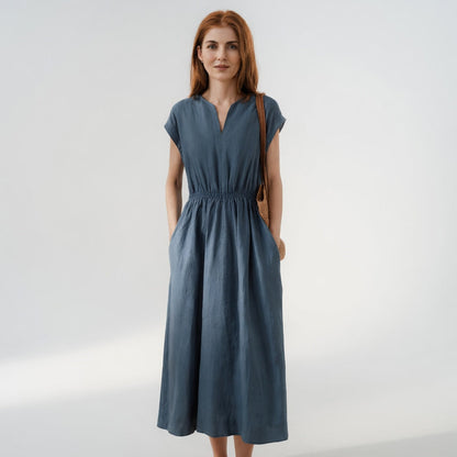 Lina | Zwiewna elegancka sukienka z mieszanki lnu