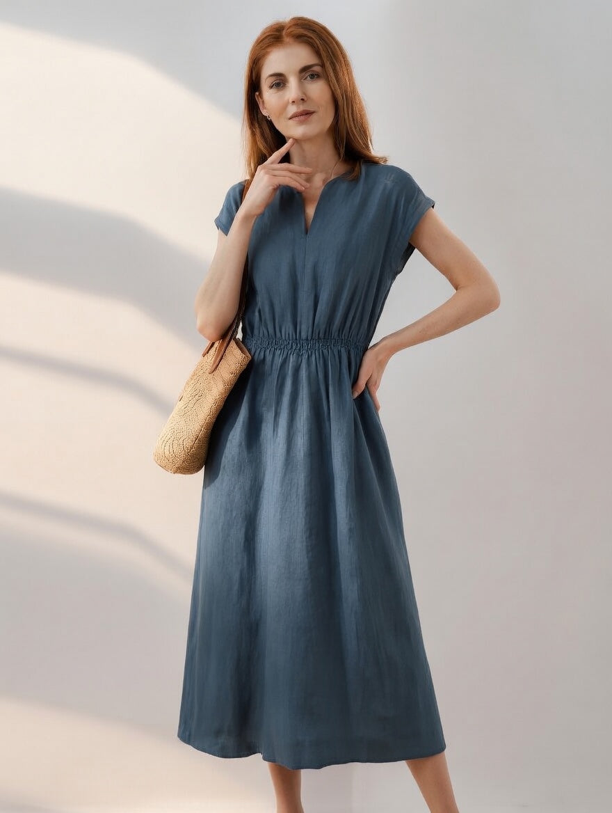 Lina | Zwiewna elegancka sukienka z mieszanki lnu