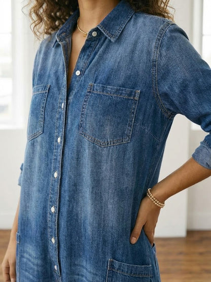Diana | Ogrodniczki ze spranego denimu vintage zapinane na guziki