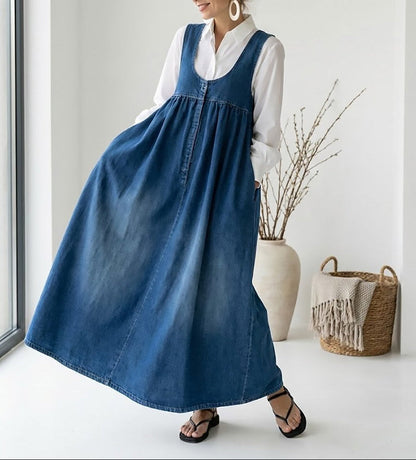 Karen | Jeansowa sukienka maxi z miękkiego spranego denimu vintage