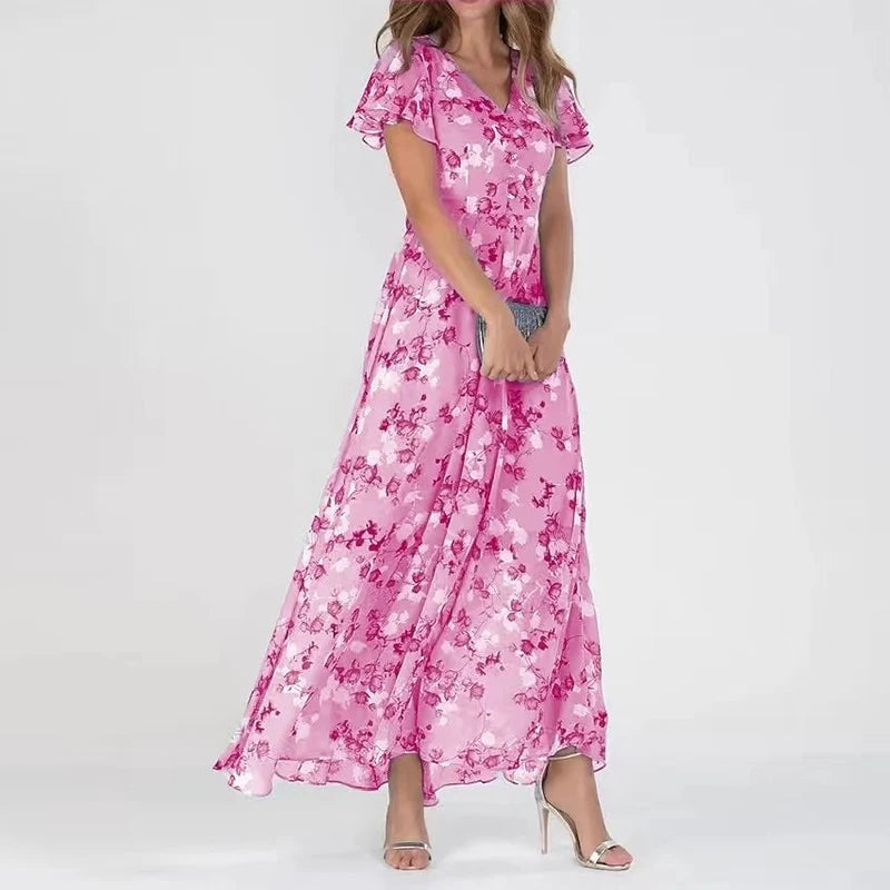 Robine | Elegancka długa sukienka w kwiaty