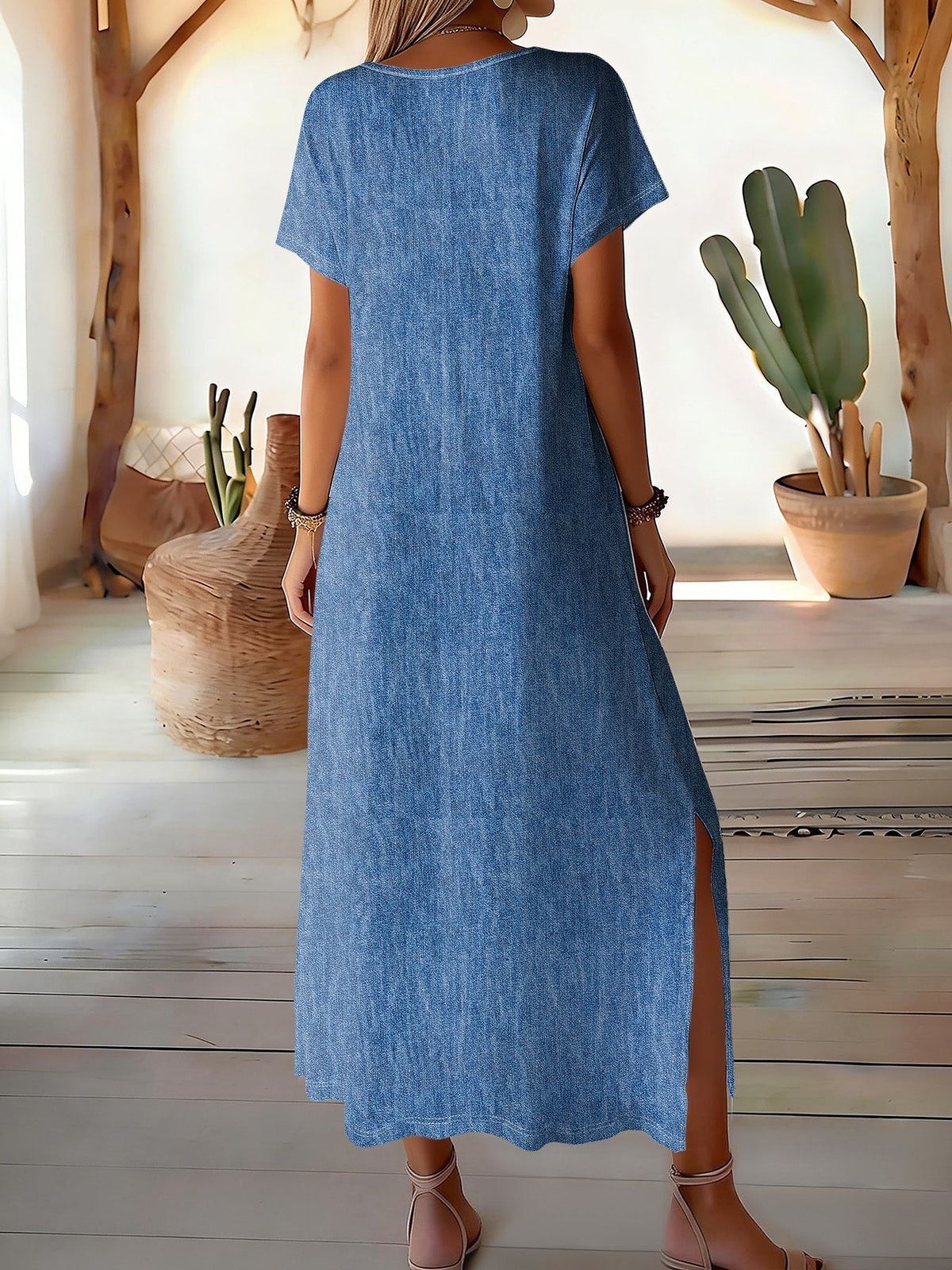 Helen | Elegancka jeansowa sukienka retro