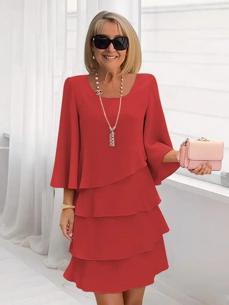 Catherine | Wygodna elegancka sukienka z falbanami
