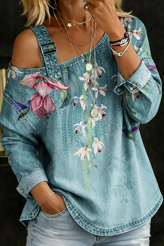 Danielle | Jeansowy top z dekoltem