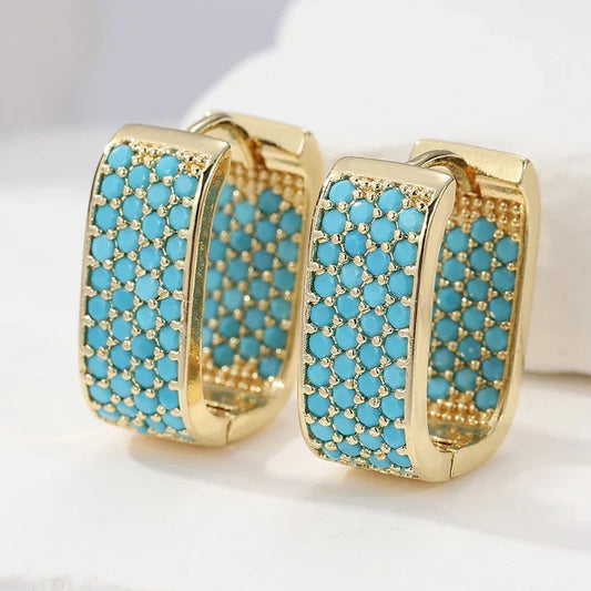 Złote kolczyki koła Turquoise Crush