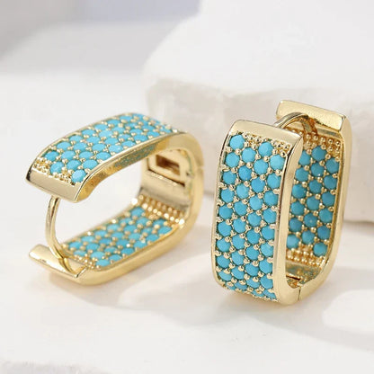 Złote kolczyki koła Turquoise Crush