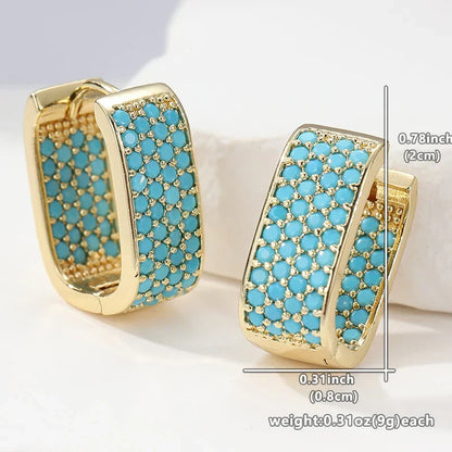 Złote kolczyki koła Turquoise Crush