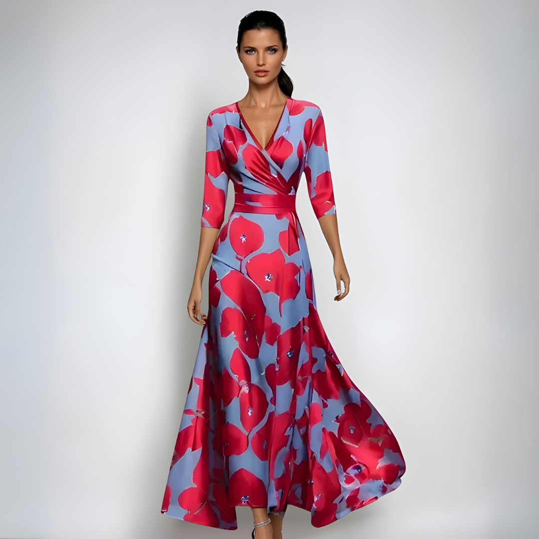 Valeria | Elegancka długa sukienka w kwiaty