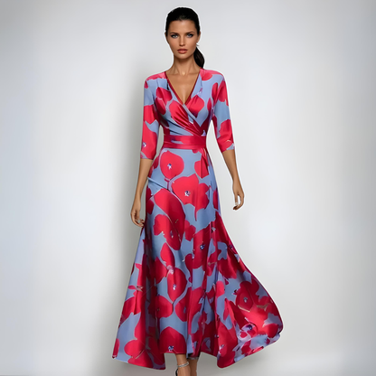 Valeria | Elegancka długa sukienka w kwiaty