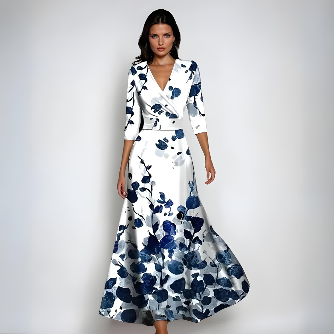 Valeria | Elegancka długa sukienka w kwiaty