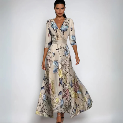 Valeria | Elegancka długa sukienka w kwiaty