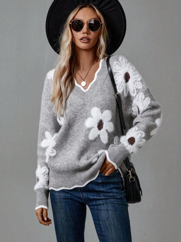 Thea | Elegancki sweter w kwiaty