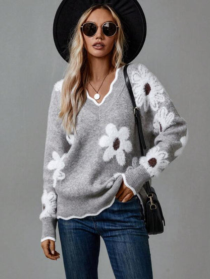 Thea | Elegancki sweter w kwiaty