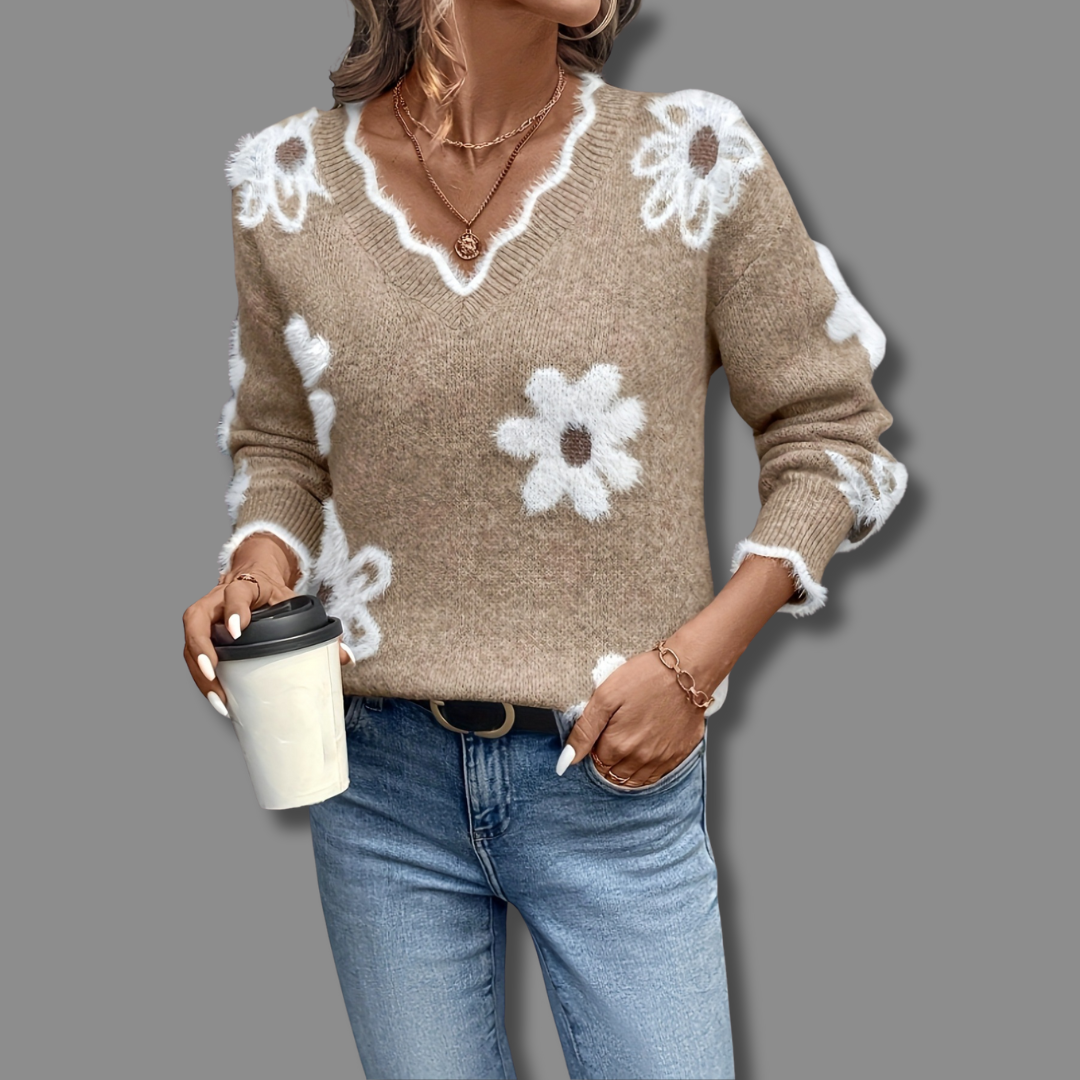 Thea | Elegancki sweter w kwiaty